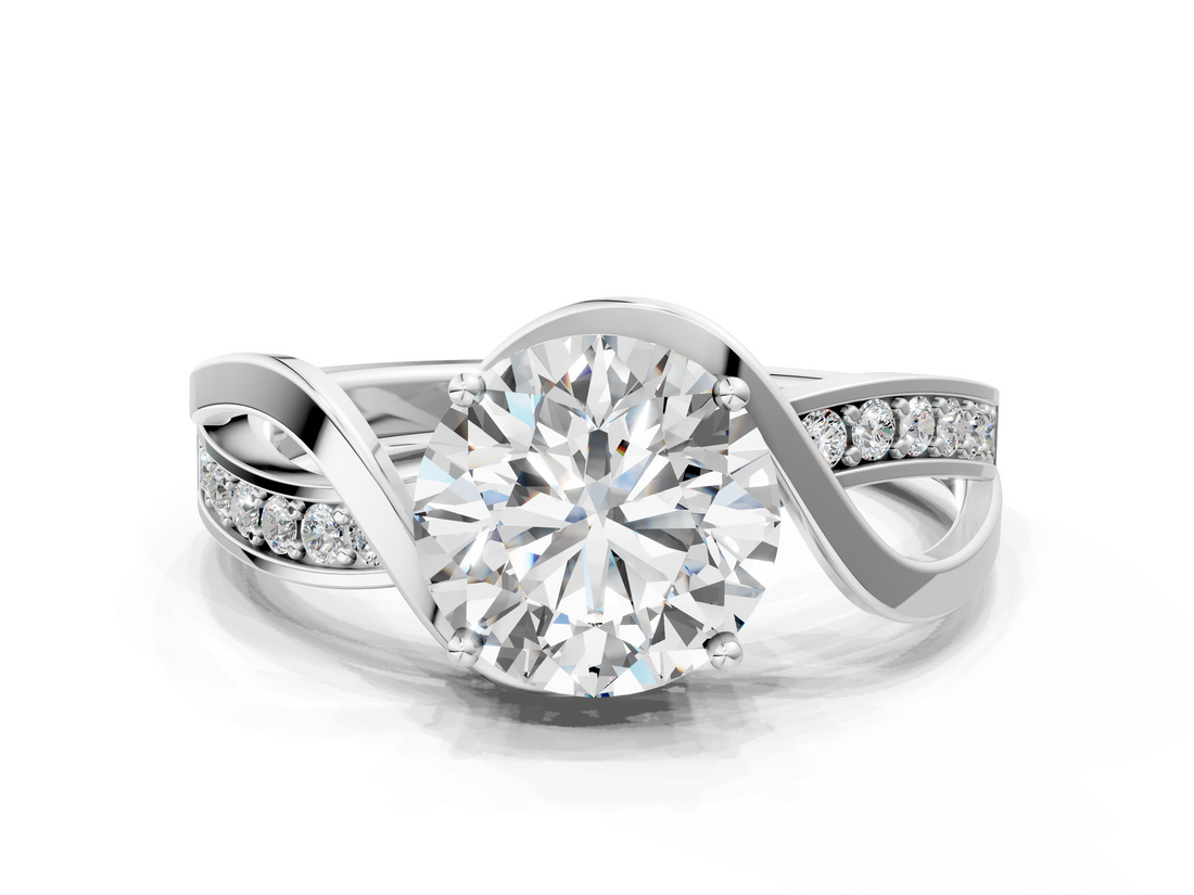 White gold Round Solitaire Twisted Band with Prong Setting_63