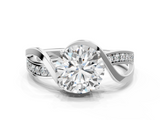 White gold Round Solitaire Twisted Band with Prong Setting_63