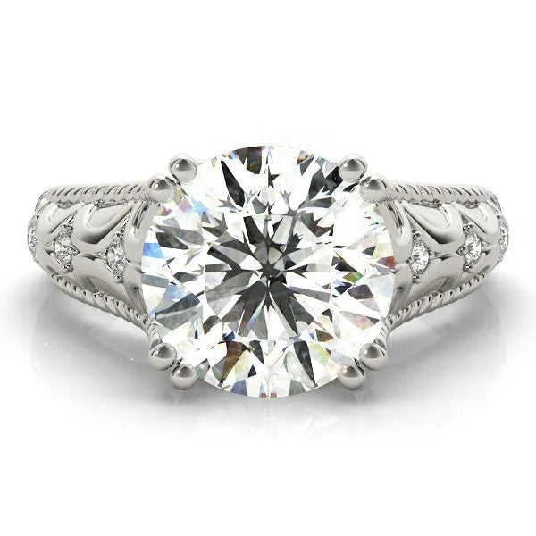 White gold Round Solitaire Twisted Band with Six-Prong Setting
