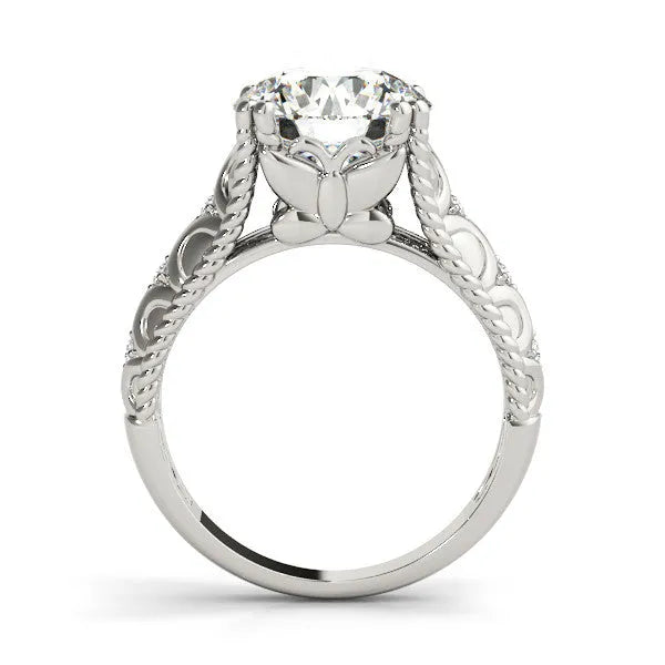 White gold Round Solitaire Twisted Band with Six-Prong Setting