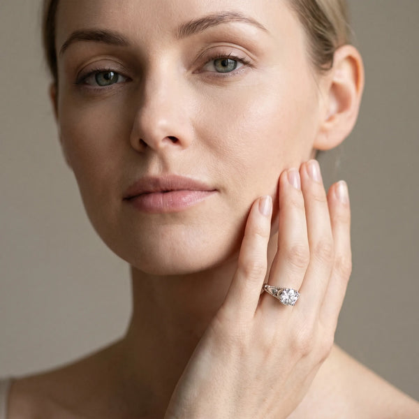 White gold Round Solitaire Twisted Band with Six-Prong Setting