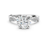 White gold Round Solitaire Twisted Pave Band with Four-Prong Setting_23