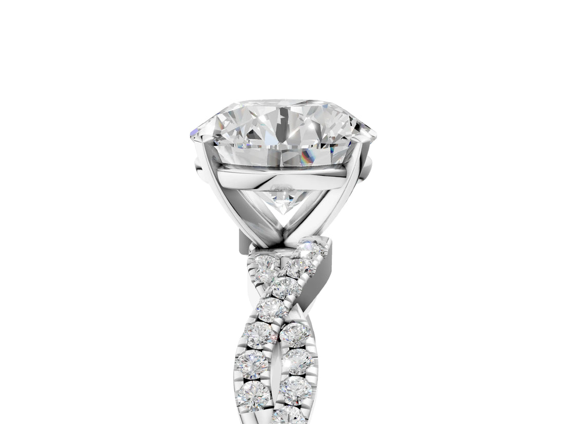 White gold Round Solitaire Twisted Pave Band with Four-Prong Setting_28
