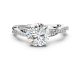 White gold Round Solitaire Twisted Pave Diamond Ring with Four-Prong Setting_114