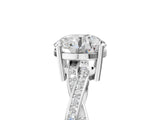 White gold Round Solitaire Twisted Pave Diamond Ring with Four-Prong Setting_121