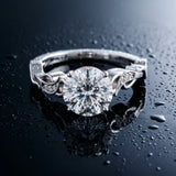 White gold Round Solitaire Vine Band with Milgrain Prong Setting_15