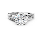 White gold Round Solitaire Vine Band with Milgrain Prong Setting_24