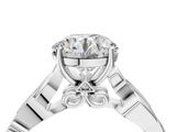 White gold Round Solitaire Vine Band with Milgrain Prong Setting_28