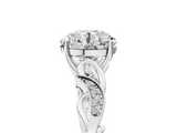 White gold Round Solitaire Vine Band with Milgrain Prong Setting_29