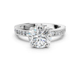 White gold Round Solitaire with Pavé Band and Four-Prong Setting_306
