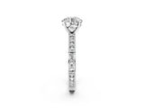 White gold Round Solitaire with Pavé Band and Four-Prong Setting_308