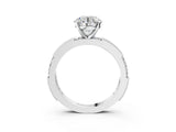 White gold Round Solitaire with Pavé Band and Four-Prong Setting_310