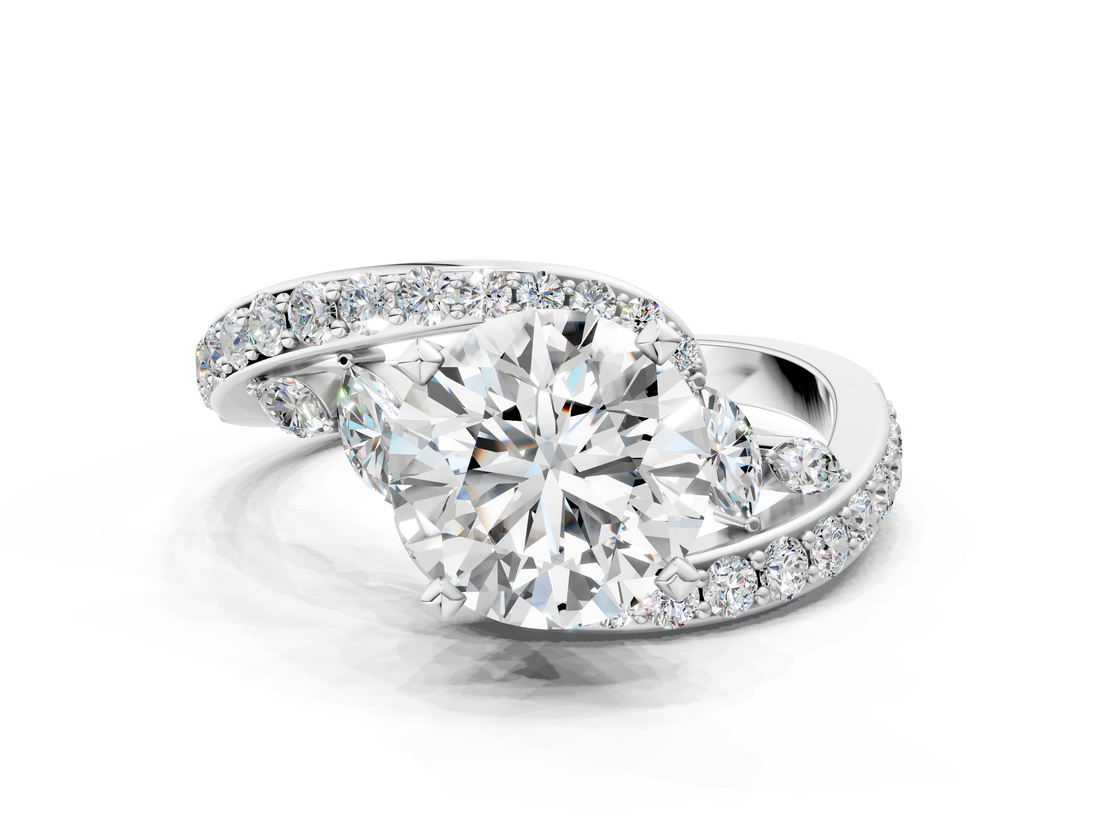 White gold Round Solitaire with Pavé Twist Band and Four-Prong Setting_102
