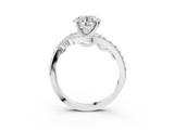 White gold Round Solitaire with Pavé Twist Band and Four-Prong Setting_105