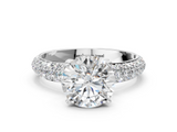 White gold Round Solitaire with Pave Band and Four-Prong Setting_29