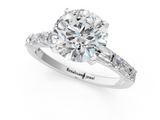 White gold Round Solitaire with Side Baguettes and Channel Set Band_104