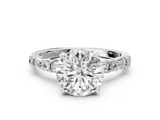 White gold Round Solitaire with Side Baguettes and Channel Set Band_114