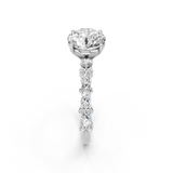 Platinum 4.07 Carat D VVS2 Round Solitaire with Side Stones, Pave Band, Four-Prong Setting