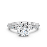Platinum 4.07 Carat D VVS2 Round Solitaire with Side Stones, Pave Band, Four-Prong Setting