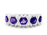 White gold Round Tanzanite Channel Set Band with X-Prong Detail_6