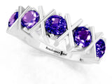 White gold Round Tanzanite Channel Set Band with X-Prong Detail_7