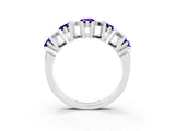 White gold Round Tanzanite Channel Set Band with X-Prong Detail_9