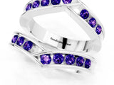 White gold Round Tanzanite Channel-Set Chevron Band_7