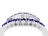 White gold Round Tanzanite Chevron Contour Band with Prong Setting_10