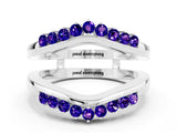 White gold Round Tanzanite Chevron Contour Band with Prong Setting_6