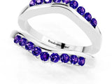 White gold Round Tanzanite Chevron Contour Band with Prong Setting_7
