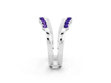 White gold Round Tanzanite Chevron Contour Band with Prong Setting_8