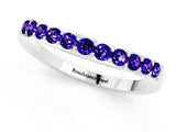 White gold Round Tanzanite Curved Wedding Band with Channel Setting_7