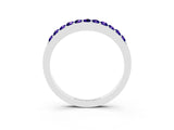 White gold Round Tanzanite Curved Wedding Band with Channel Setting_9