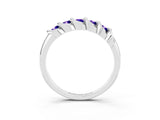 White gold Round Tanzanite Eternity Band with Twist Prong Setting_15