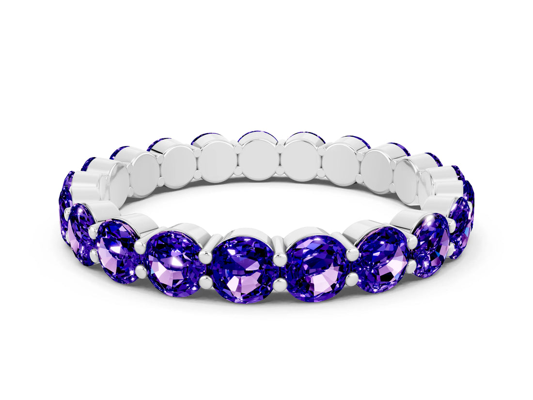 White gold Round Tanzanite Eternity Band with U-Prong Setting_30