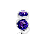 White gold Round Tanzanite Half Eternity Band with Wave Prong Setting_11