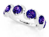 White gold Round Tanzanite Half Eternity Band with Wave Prong Setting_7