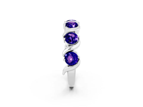 White gold Round Tanzanite Half Eternity Band with Wave Prong Setting_8