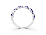 White gold Round Tanzanite Half Eternity Band with Wave Prong Setting_9