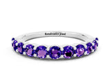 White gold Round Tanzanite Half-Eternity Prong-Set Band_6