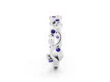 White gold Round Tanzanite Leaf Eternity Band with Bezel Setting_32