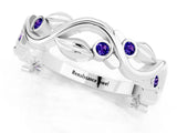 White gold Round Tanzanite Leaf Eternity Band with Bezel Setting_37