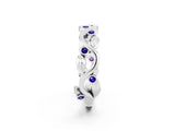 White gold Round Tanzanite Leaf Eternity Band with Bezel Setting_38