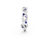 White gold Round Tanzanite Leaf Eternity Band with Bezel Setting_80