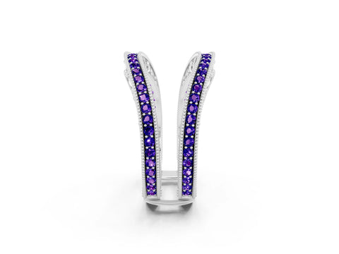 White gold Round Tanzanite Milgrain Eternity Band with Channel Setting_20