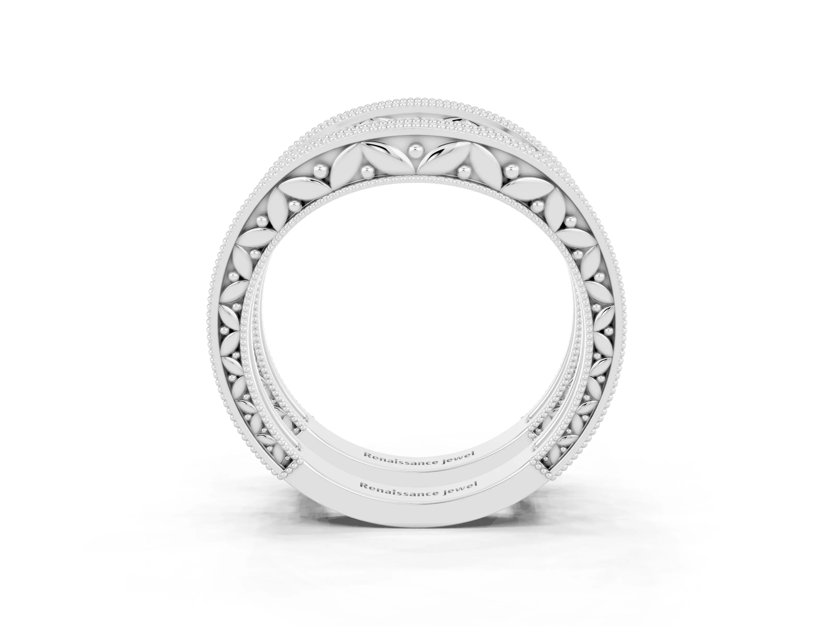 White gold Round Tanzanite Milgrain Eternity Band with Channel Setting_21
