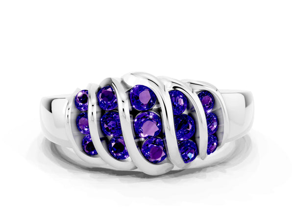 Platinum Round Tanzanite Multi-Row Crossover Band