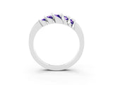 White gold Round Tanzanite Multi-Row Crossover Band_9
