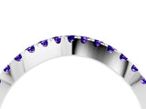 White gold Round Tanzanite Pavé Curved Band with Shared Prong Setting_10
