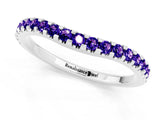 White gold Round Tanzanite Pavé Set Curved Wedding Band_11